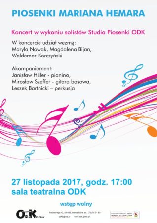 „Marian Hemar i nie tylko” – koncert solistów Studia Piosenki ODK @ K. Trzcińskiego 12 sala teatralna