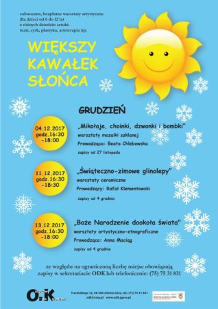 „Świąteczno-zimowe glino lepy”– bezpłatne warsztaty ceramiczne dla dzieci w wieku 6-12 lat @ K. Trzcińskiego 12