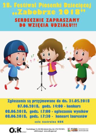 Festiwal Piosenki Dziecięcej „Zabobrze 2018” @ K. Trzcińskiego 12 sala teatralna