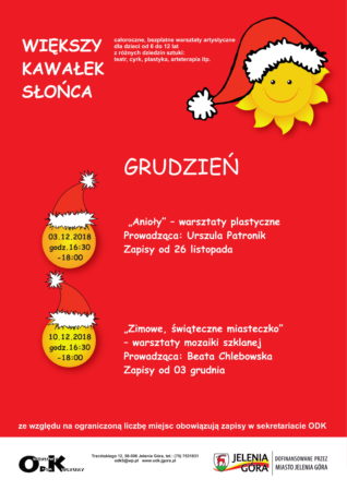 „Anioły” – bezpłatne warsztaty plastyczne dla dzieci w wieku 6 – 12 lat @ K. Trzcińskiego 12 sale ODK