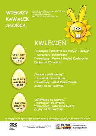 „Wiosenne kosmetyki dla małych i dużych” – bezpłatne warsztaty alchemiczne dla dzieci w wieku 6 – 12 lat @ K. Trzcińskiego 12, sale ODK