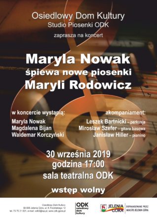 Maryla Nowak śpiewa nowe piosenki Maryli Rodowicz – koncert Studia Piosenki ODK @ K. Trzcińskiego 12 sala teatralna